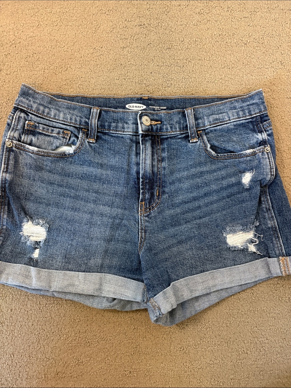Old Navy Blue Distressed Roll Cuff Denim Shorts